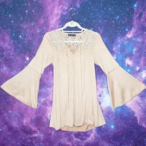 Joyce Tan Biege Boho Hippie Dress SM NWOT